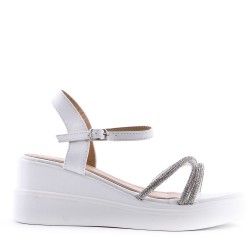 Women's faux leather wedge sandal