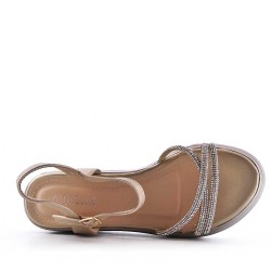 Sandale compensée en simili cuir pour femme