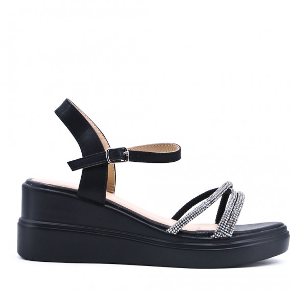 Women's faux leather wedge sandal