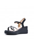 Women's faux leather wedge sandal