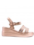 Women's faux leather wedge sandal