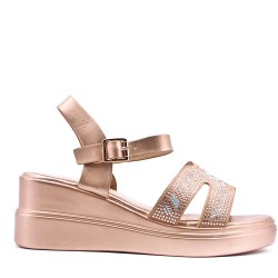 Women's faux leather wedge sandal