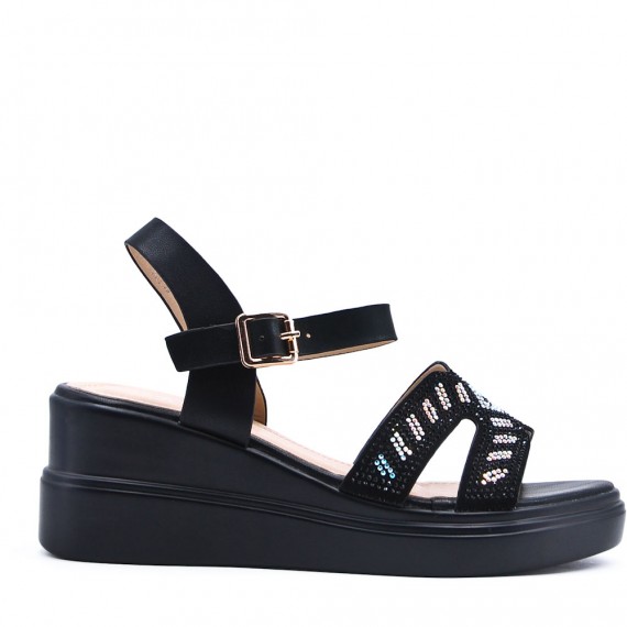 Women's faux leather wedge sandal