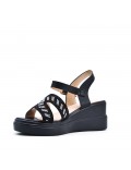 Women's faux leather wedge sandal