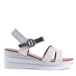 Women's faux leather wedge sandal
