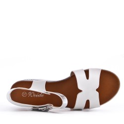 Women's faux leather wedge sandal