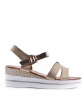 Women's faux leather wedge sandal