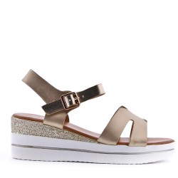 Women's faux leather wedge sandal