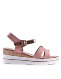 Women's faux leather wedge sandal