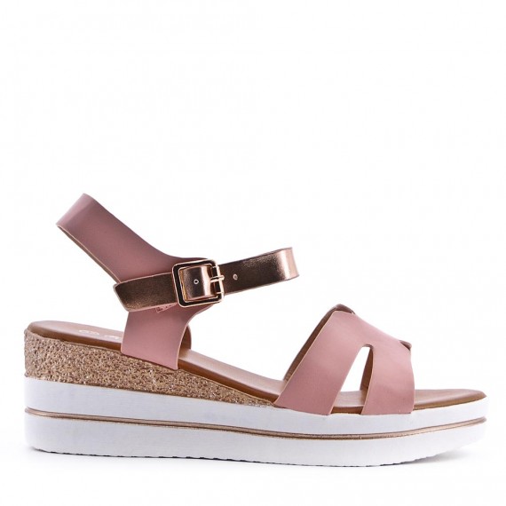 Women's faux leather wedge sandal