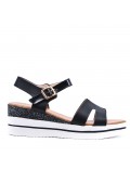 Women's faux leather wedge sandal