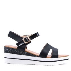 Women's faux leather wedge sandal