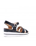 Women's faux leather wedge sandal