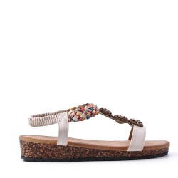 Women's faux leather wedge sandal