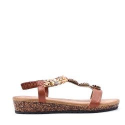 Women's faux leather wedge sandal