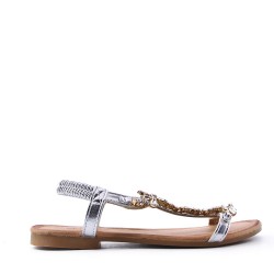 Flat sandals in faux leather for women