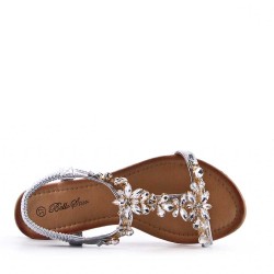 Flat sandals in faux leather for women