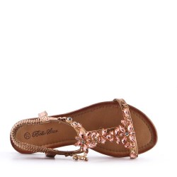 Flat sandals in faux leather for women