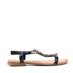 Flat sandals in faux leather for women