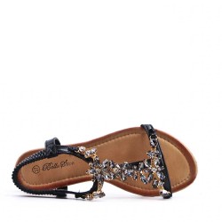 Flat sandals in faux leather for women