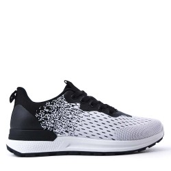 Mix-material sneakers with laces