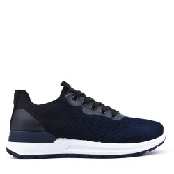 Mix-material sneakers with laces