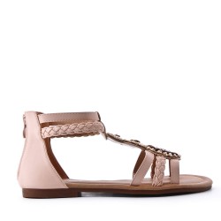 Flat sandals in a material mix for women