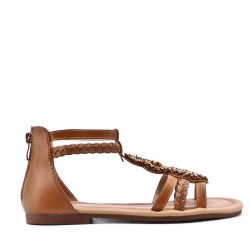 Flat sandals in a material mix for women