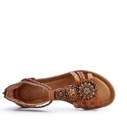 Flat sandals in a material mix for women