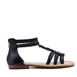 Flat sandals in a material mix for women