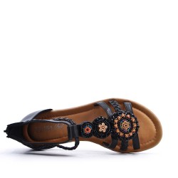 Sandalias planas en una mezcla de materiales para mujeres