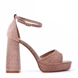 Sandale à talon en simili cuir