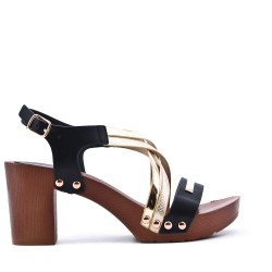 Faux leather heeled sandal