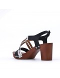 Large Size 38-42 - Heeled faux leather sandal