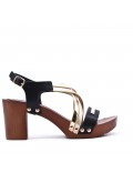 Large Size 38-42 - Heeled faux leather sandal