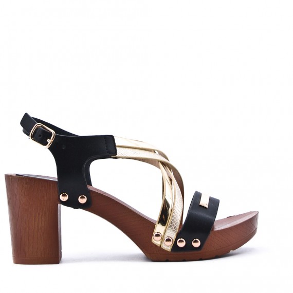 Large Size 38-42 - Heeled faux leather sandal