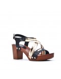 Large Size 38-42 - Heeled faux leather sandal