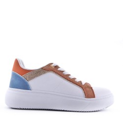 Basket mix matière à lacet pour femme