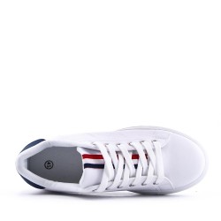 Mix-material sneakers with laces