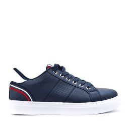 Mix-material sneakers with laces