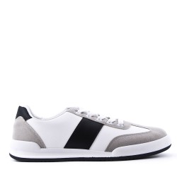 Mix-material sneakers with laces
