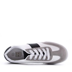 Basket homme à lacets en mix-matières
