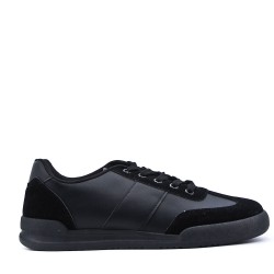 Mix-material sneakers with laces