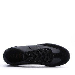 Mix-material sneakers with laces