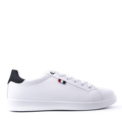 Mix-material sneakers with laces