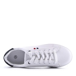 Mix-material sneakers with laces