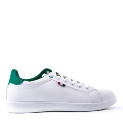 Mix-material sneakers with laces