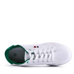 Mix-material sneakers with laces