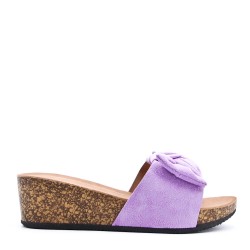 Sandalia con cuña de ante para mujer