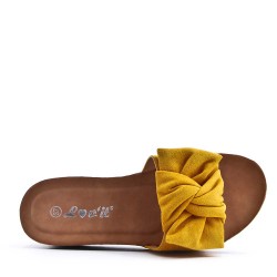 Sandale à talon compensé en simili daim pour femme